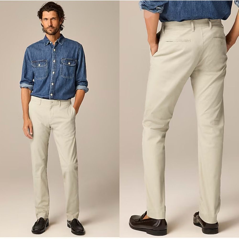 NWT J CREW 484 Slim-fit stretch chino pant in “Weathered Chino” beige 34/30